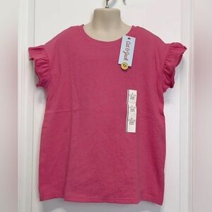 2 Pack Girls’ Pink Ruffle Sleeve Tee size L(10/12) - Cat & Jack
